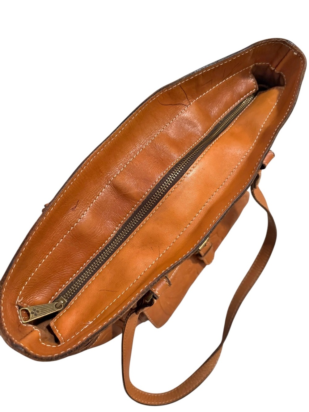 Patricia Nash Bolsena Tote Heritage Caramel Brown Leather Shoulder Bag Purse - Picture 8 of 15